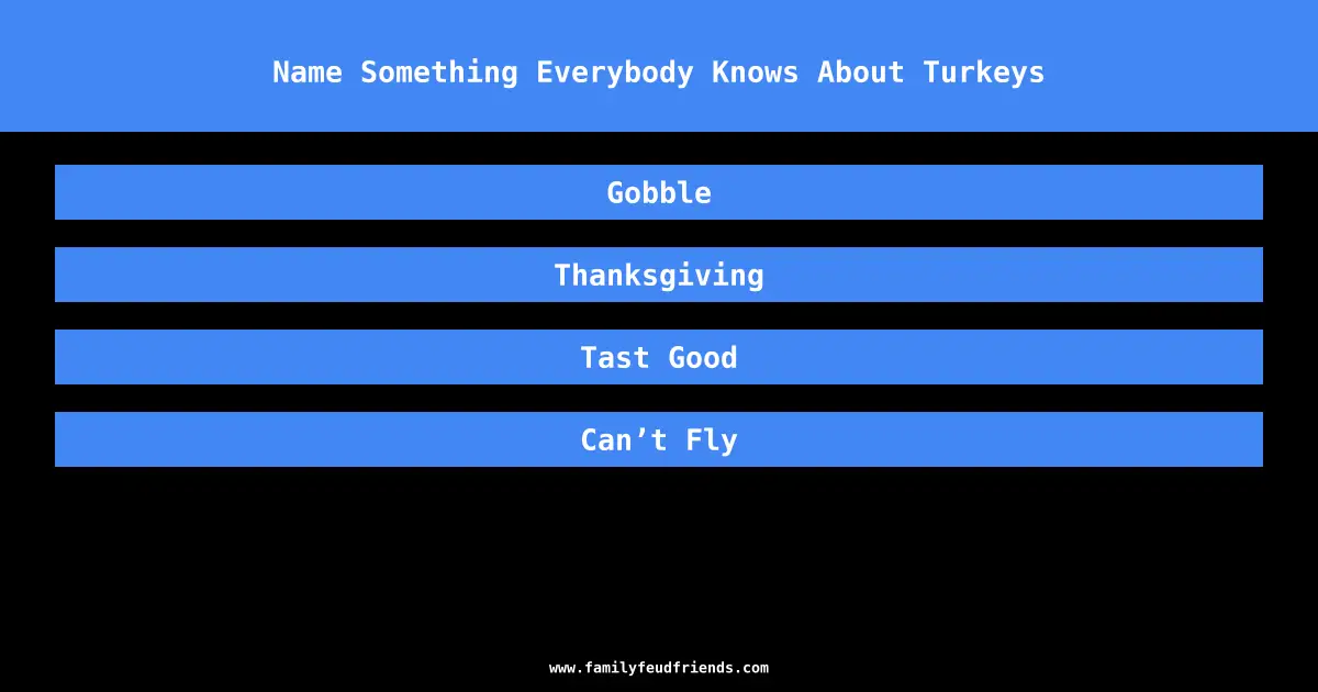 Name Something Everybody Knows About Turkeys answer