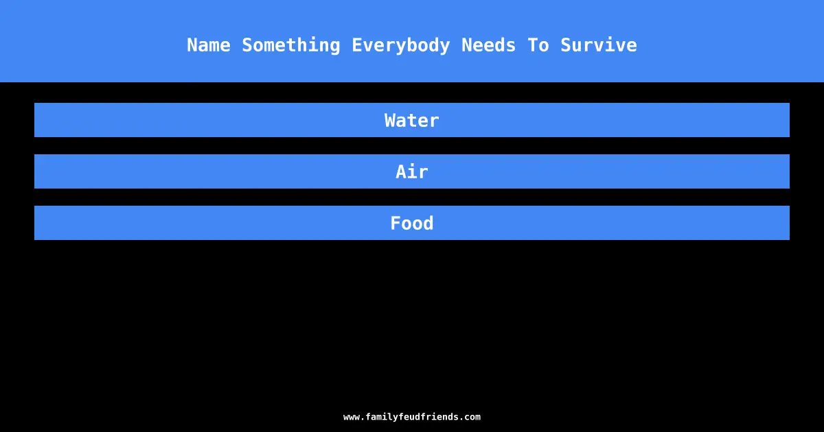 Name Something Everybody Needs To Survive answer