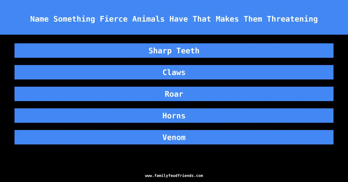 Name Something Fierce Animals Have That Makes Them Threatening answer