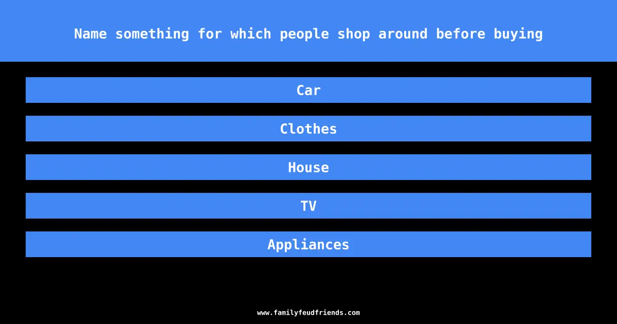 Name something for which people shop around before buying answer