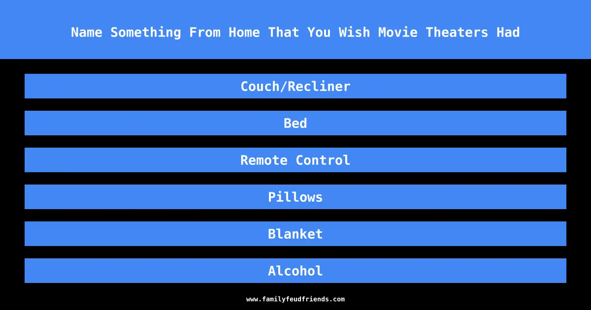 Name Something From Home That You Wish Movie Theaters Had answer