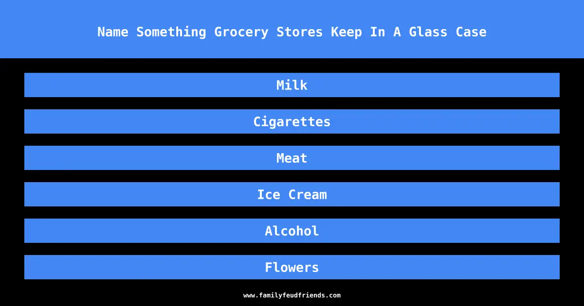 Name Something Grocery Stores Keep In A Glass Case answer
