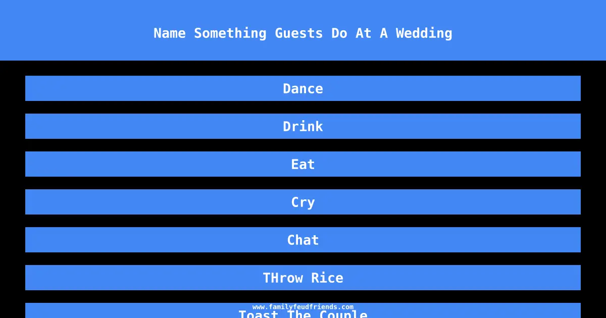 Name Something Guests Do At A Wedding answer
