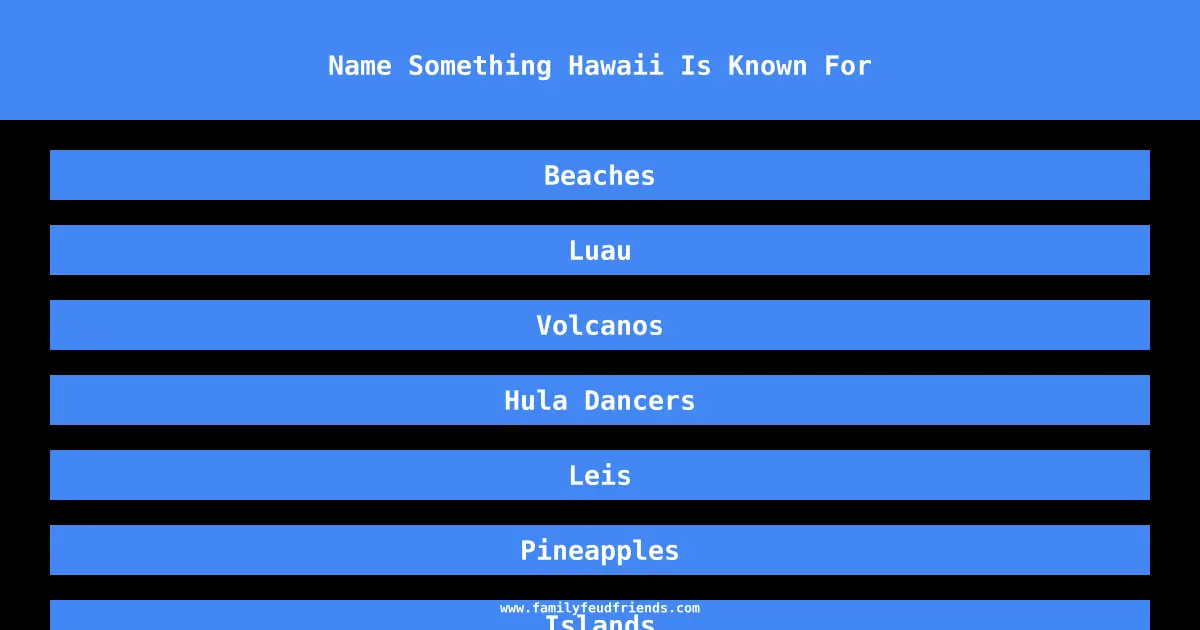 Name Something Hawaii Is Known For answer