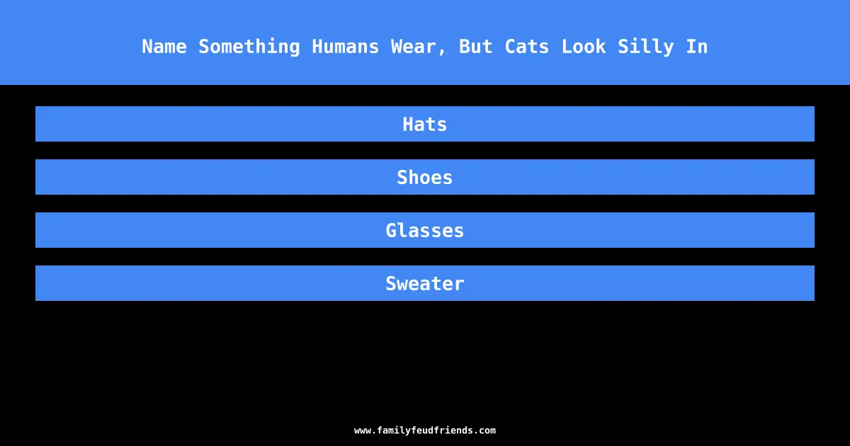 Name Something Humans Wear, But Cats Look Silly In answer