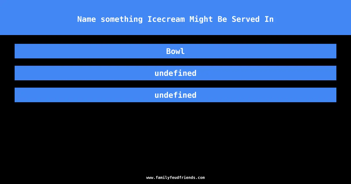Name something Icecream Might Be Served In answer