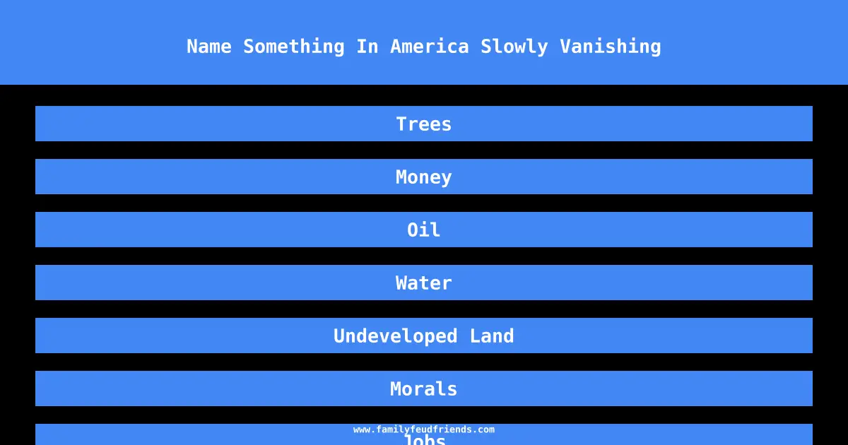 Name Something In America Slowly Vanishing answer