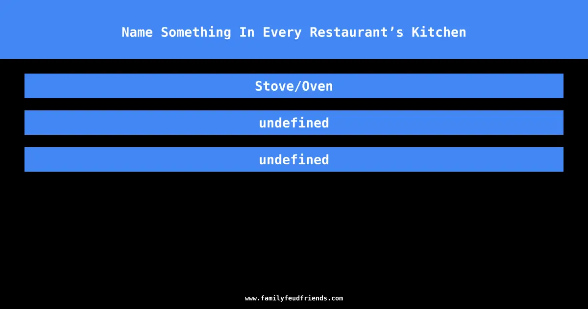 Name Something In Every Restaurant’s Kitchen answer