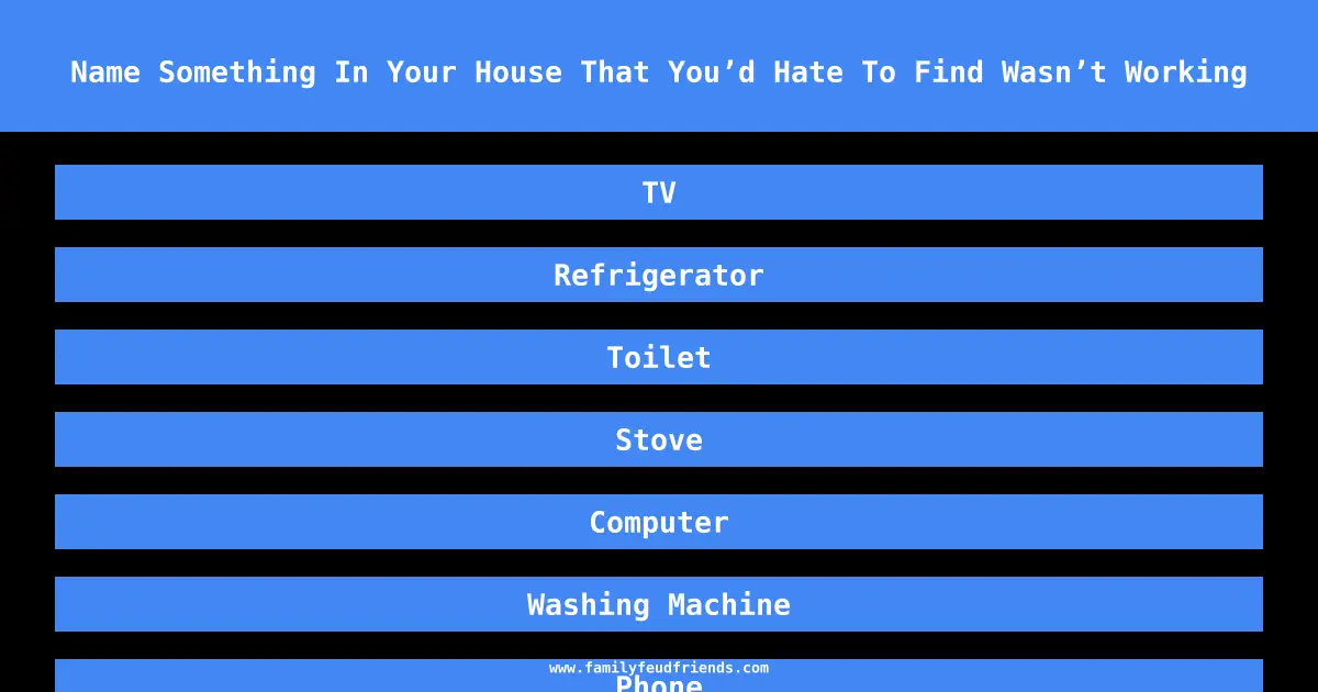 Name Something In Your House That You’d Hate To Find Wasn’t Working answer