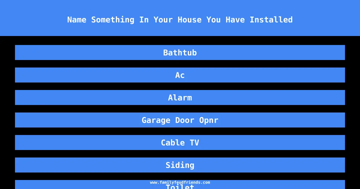Name Something In Your House You Have Installed answer