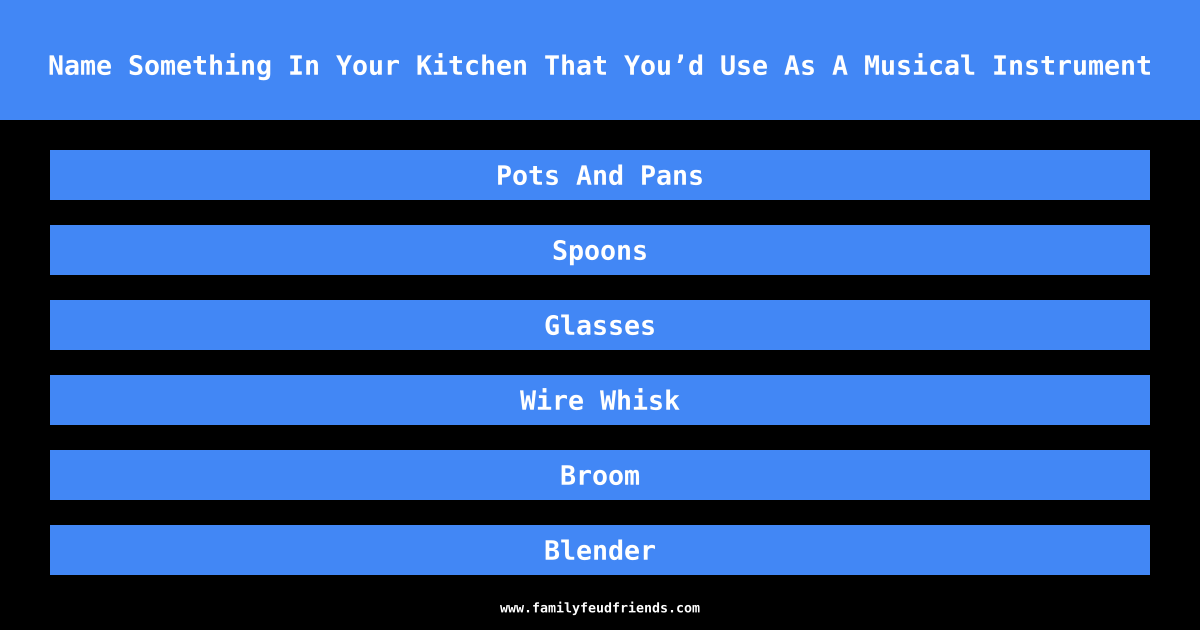 Name Something In Your Kitchen That You’d Use As A Musical Instrument answer