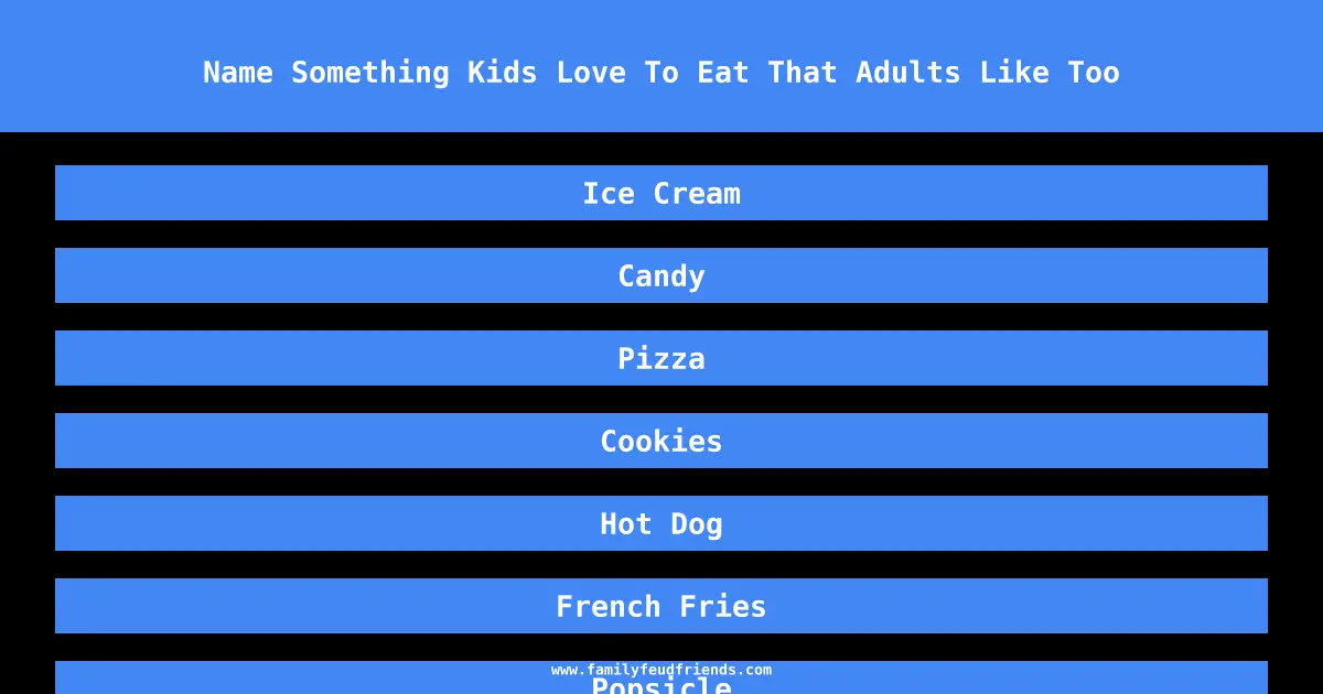 Name Something Kids Love To Eat That Adults Like Too answer