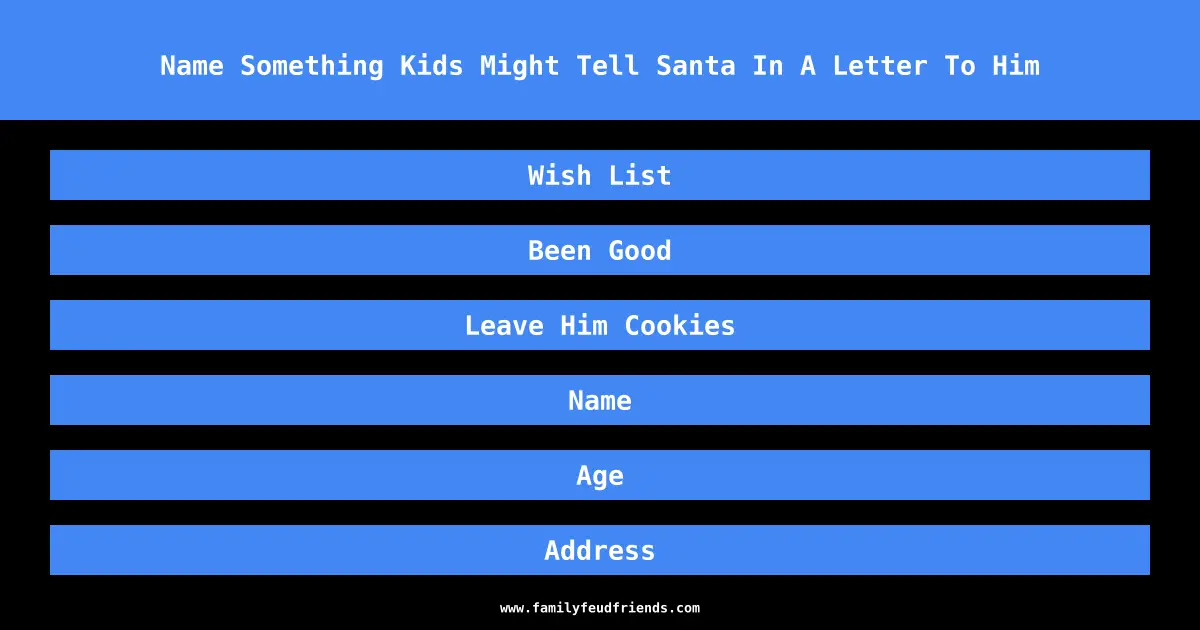 Name Something Kids Might Tell Santa In A Letter To Him answer