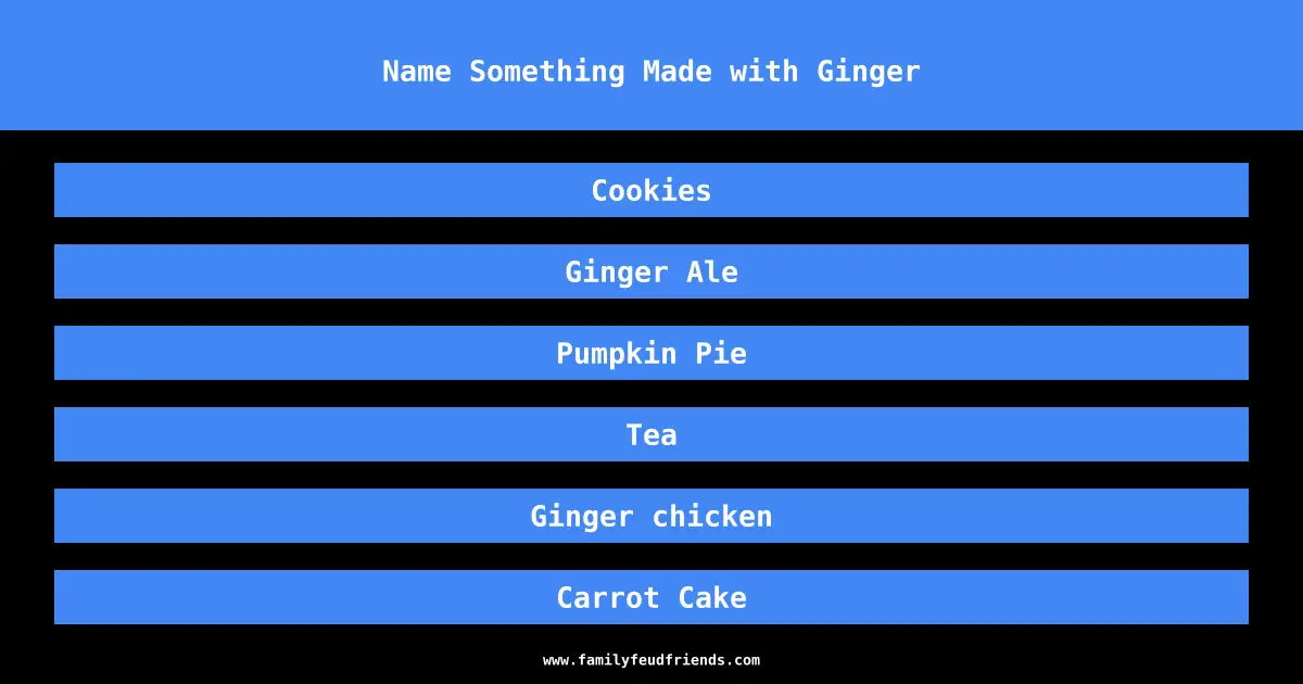 Name Something Made with Ginger answer