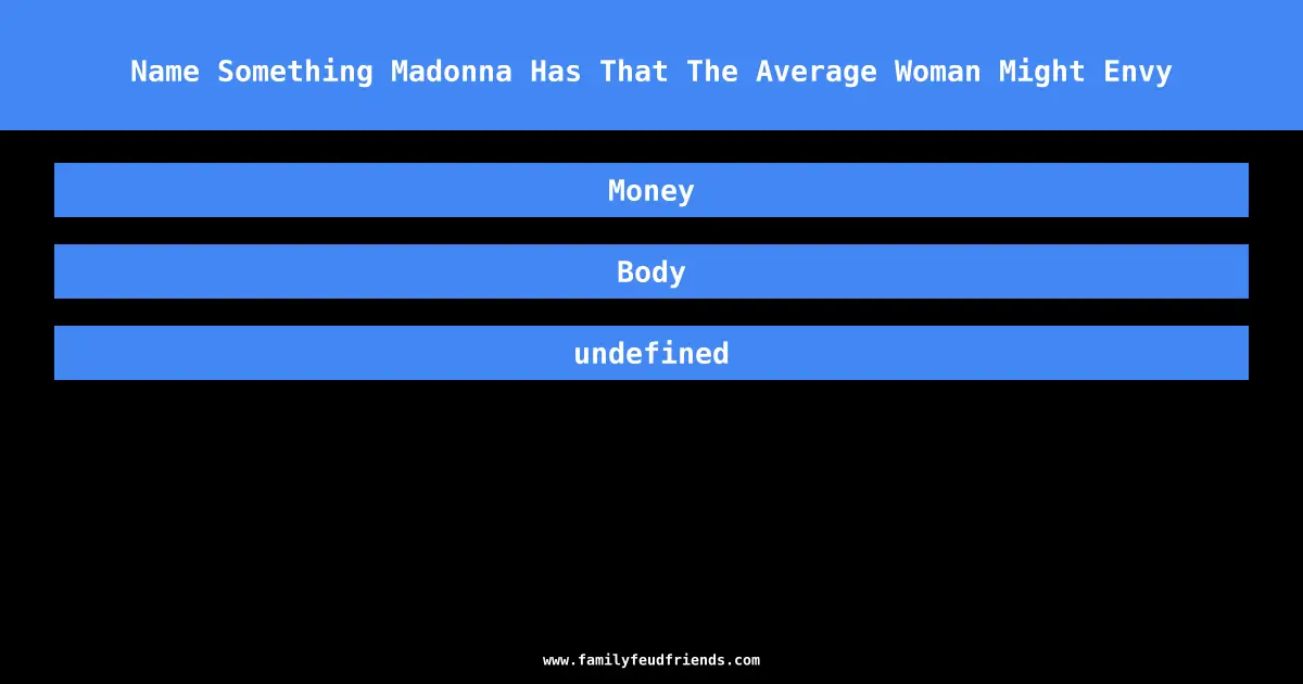 Name Something Madonna Has That The Average Woman Might Envy answer