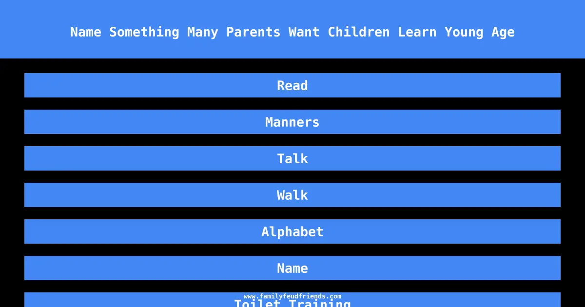 Name Something Many Parents Want Children Learn Young Age answer