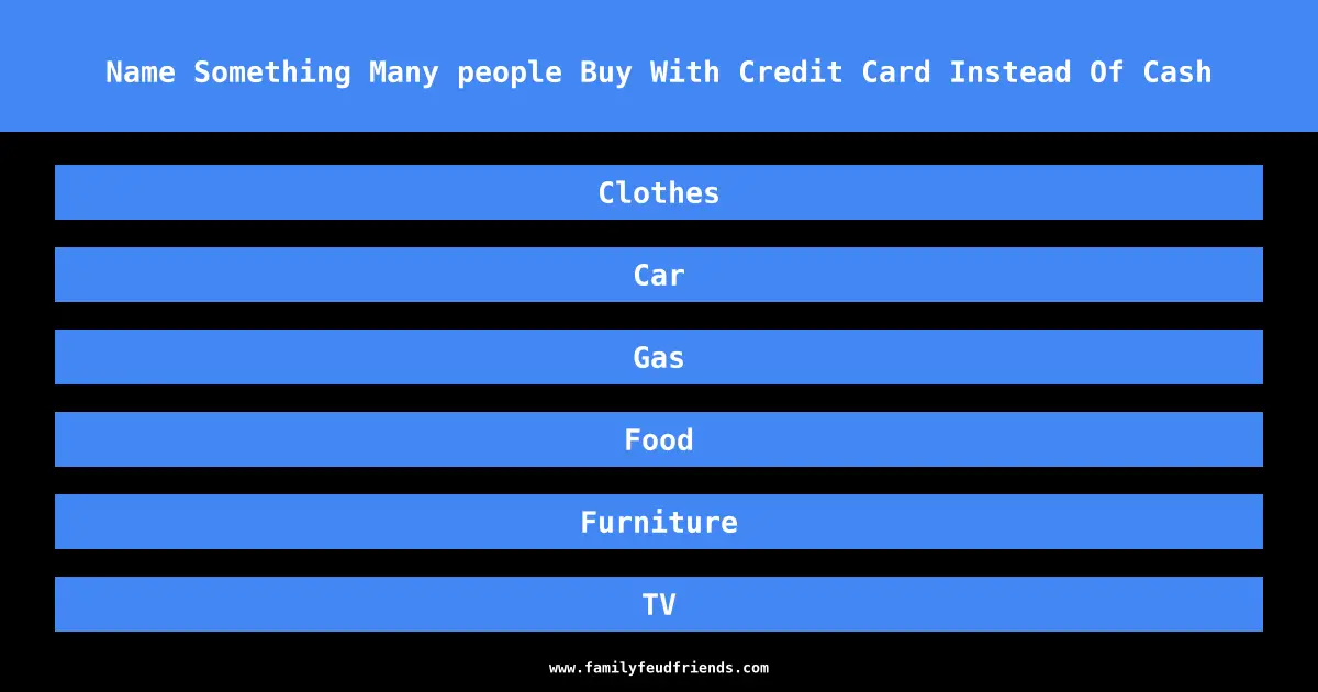 Name Something Many people Buy With Credit Card Instead Of Cash answer