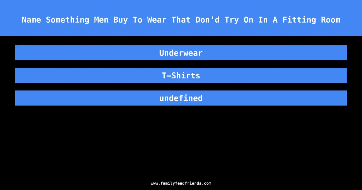 Name Something Men Buy To Wear That Don’d Try On In A Fitting Room answer