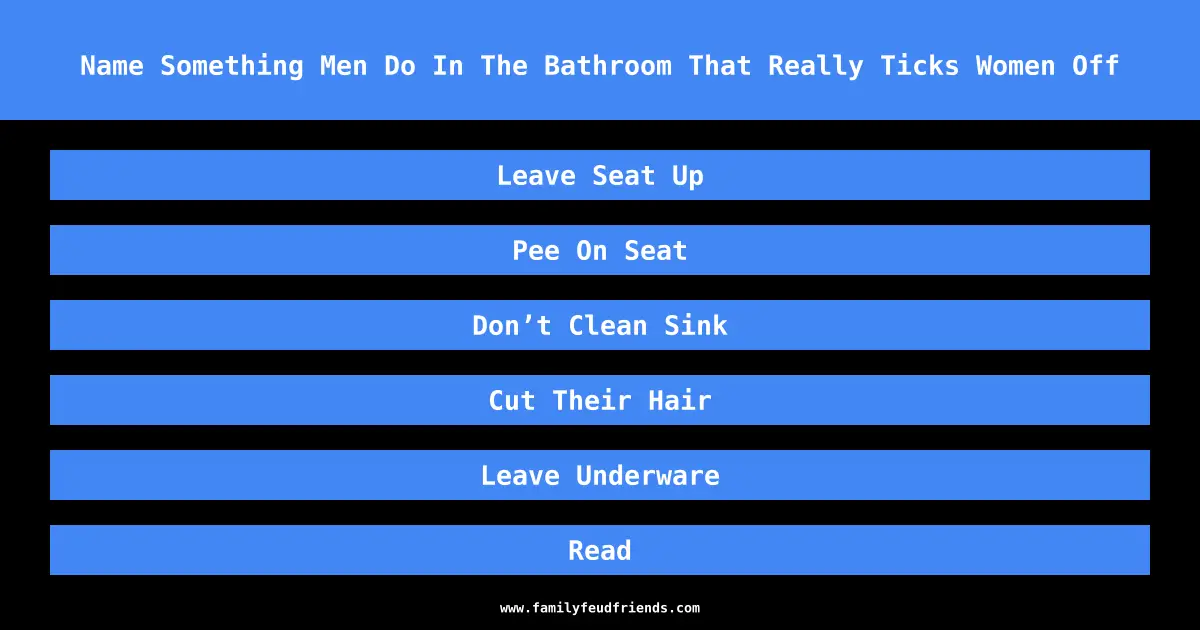 Name Something Men Do In The Bathroom That Really Ticks Women Off answer