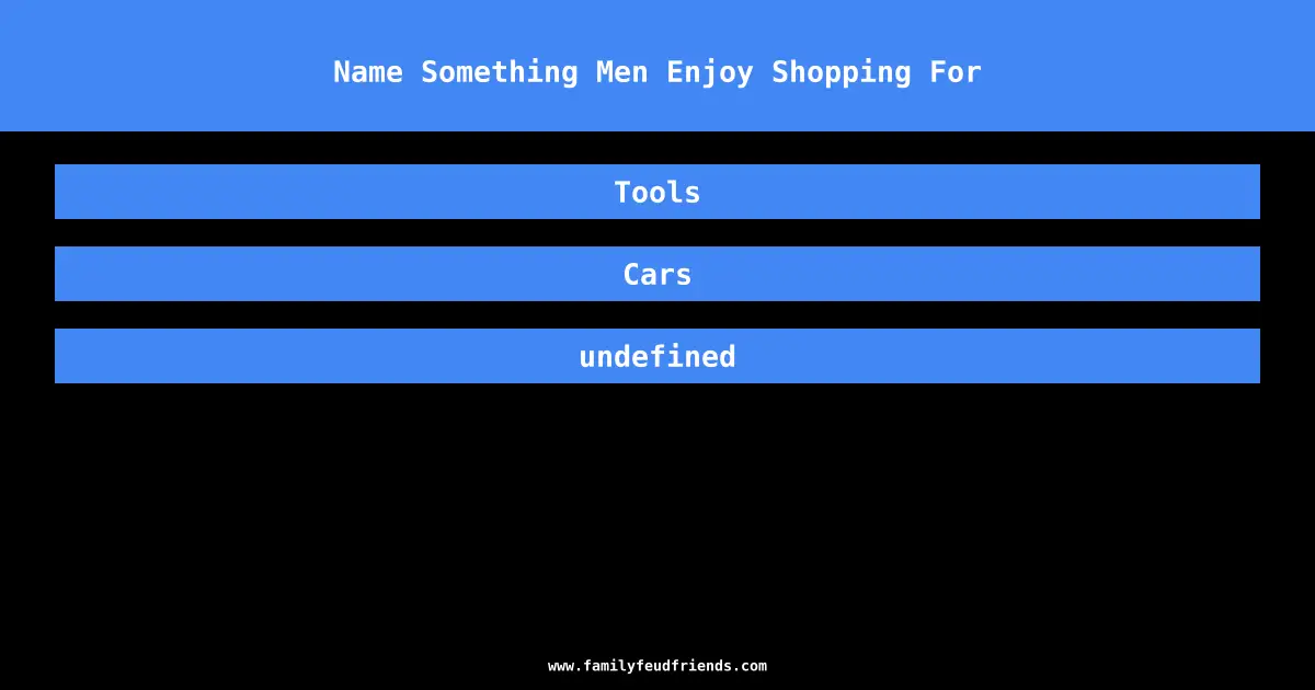 Name Something Men Enjoy Shopping For answer