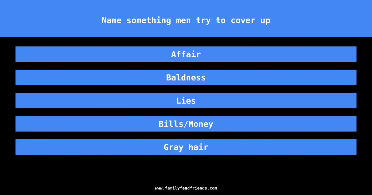 Name something men try to cover up answer