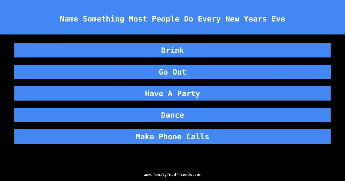 Name Something Most People Do Every New Years Eve answer