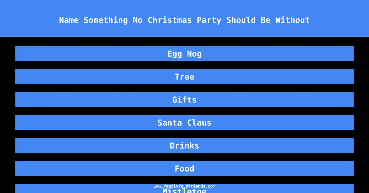 Name Something No Christmas Party Should Be Without answer