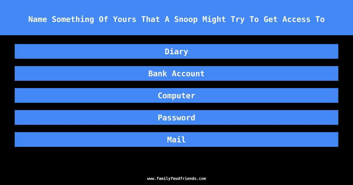Name Something Of Yours That A Snoop Might Try To Get Access To answer