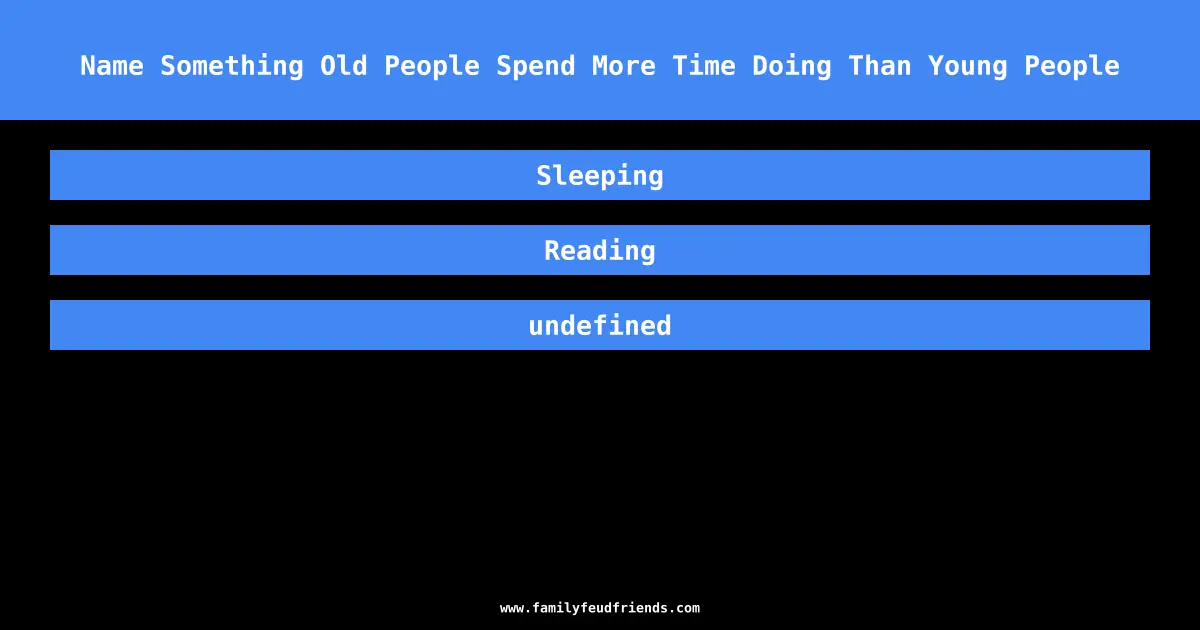 Name Something Old People Spend More Time Doing Than Young People answer