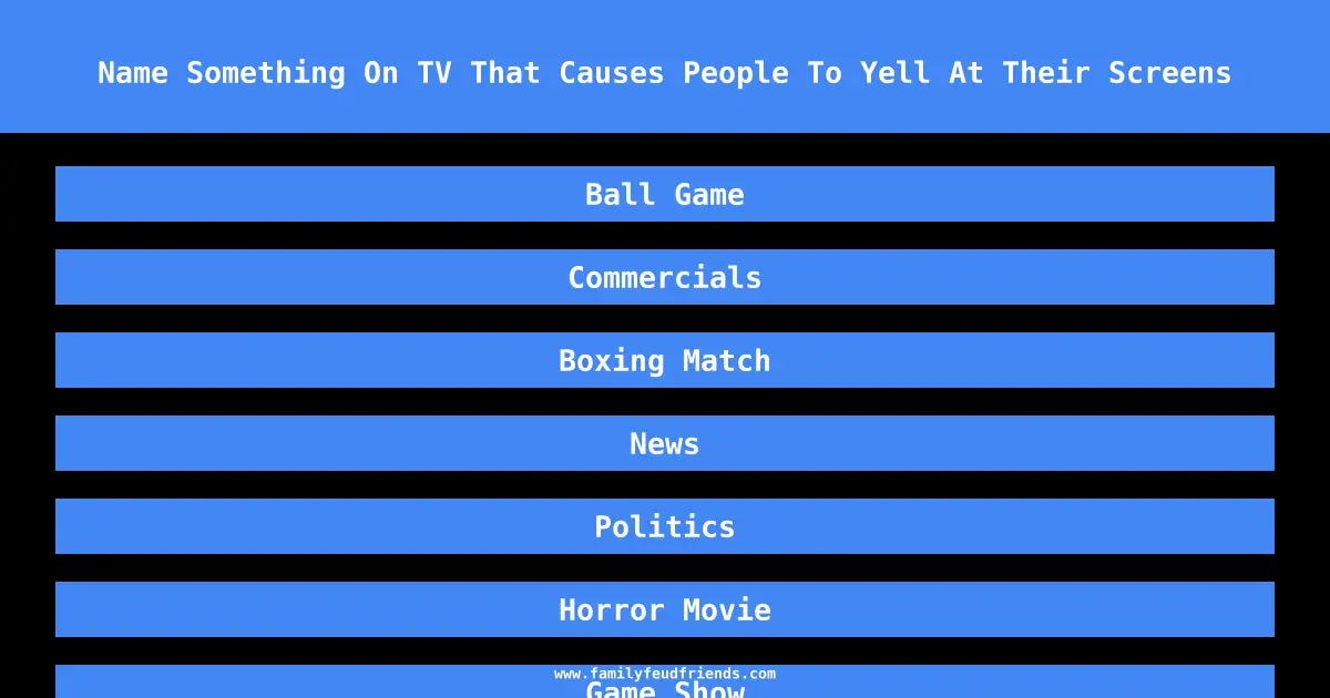 Name Something On TV That Causes People To Yell At Their Screens answer