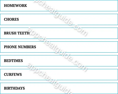 Name something parents do not trust their kids to remember. screenshot answer