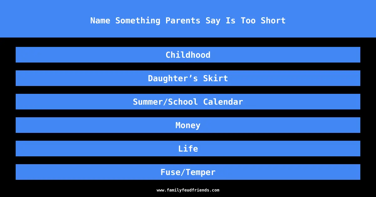 Name Something Parents Say Is Too Short answer