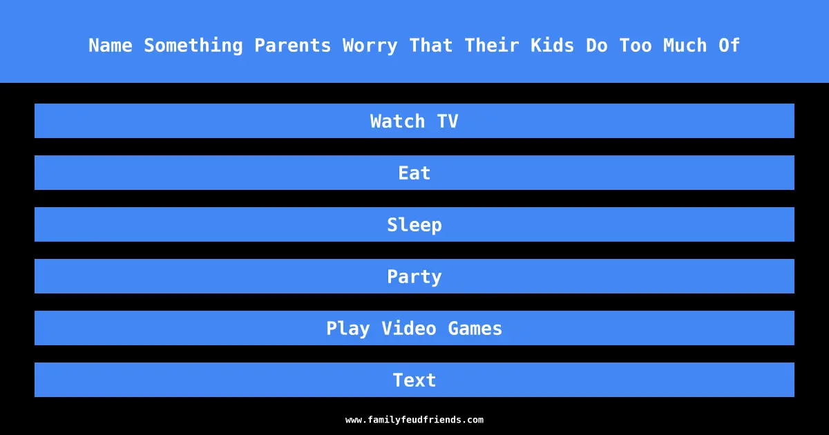 Name Something Parents Worry That Their Kids Do Too Much Of answer