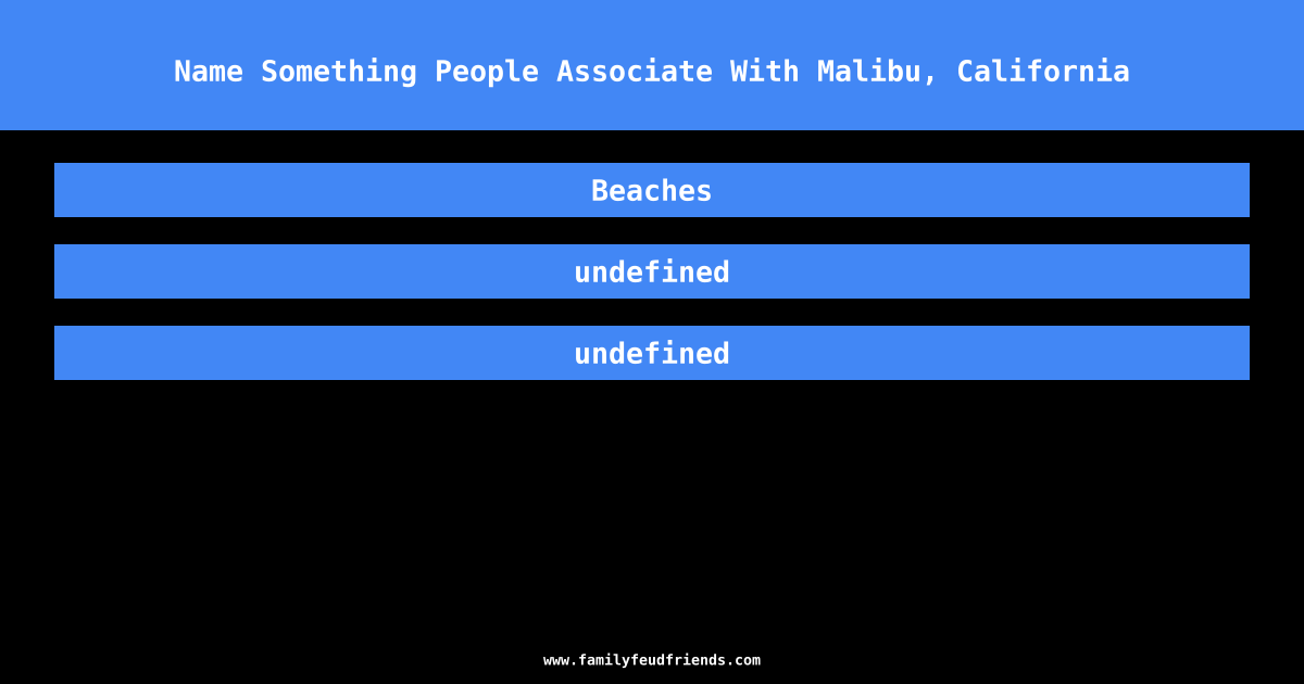 Name Something People Associate With Malibu, California answer