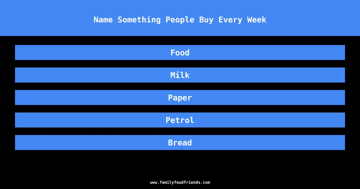 Name Something People Buy Every Week answer