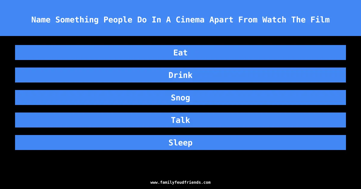 Name Something People Do In A Cinema Apart From Watch The Film answer