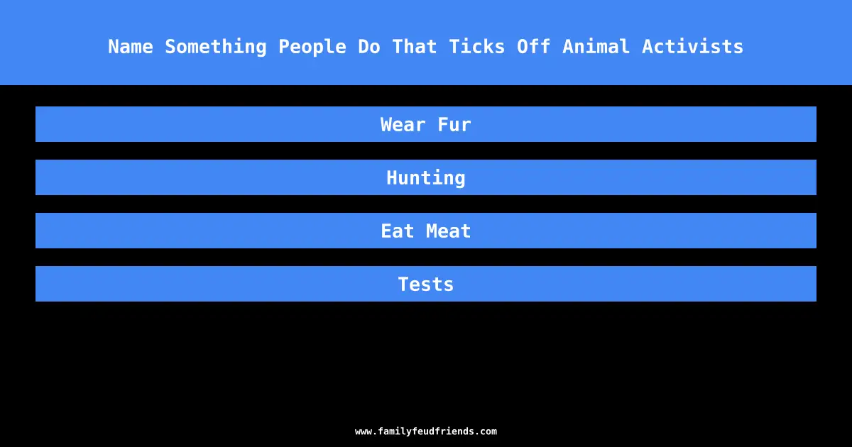 Name Something People Do That Ticks Off Animal Activists answer