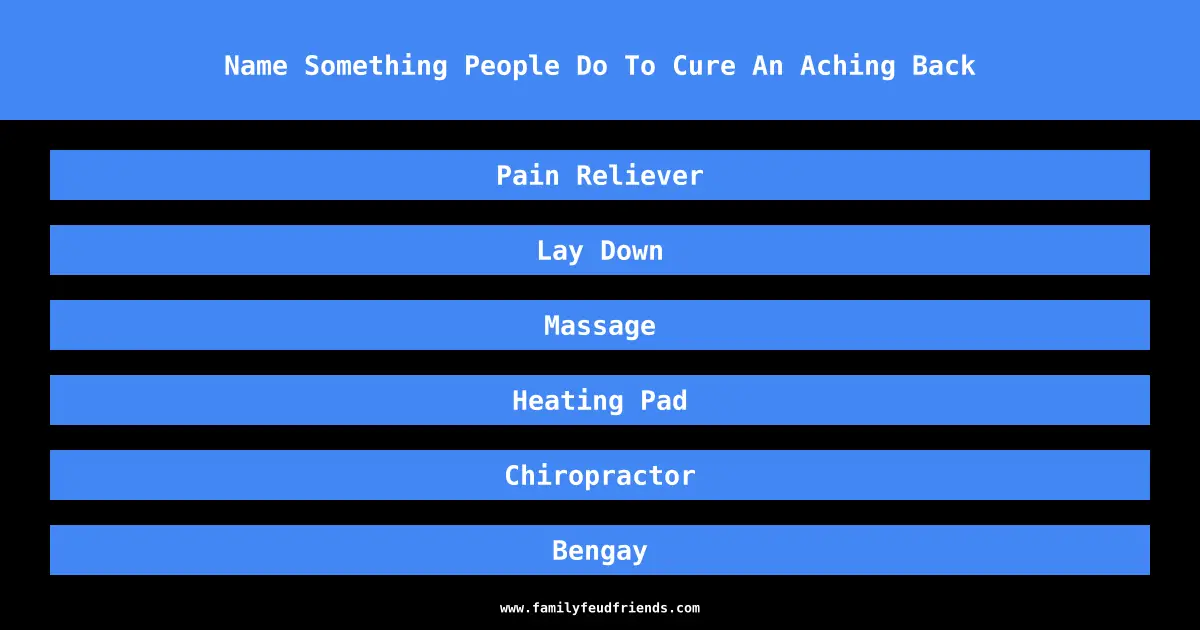 Name Something People Do To Cure An Aching Back answer
