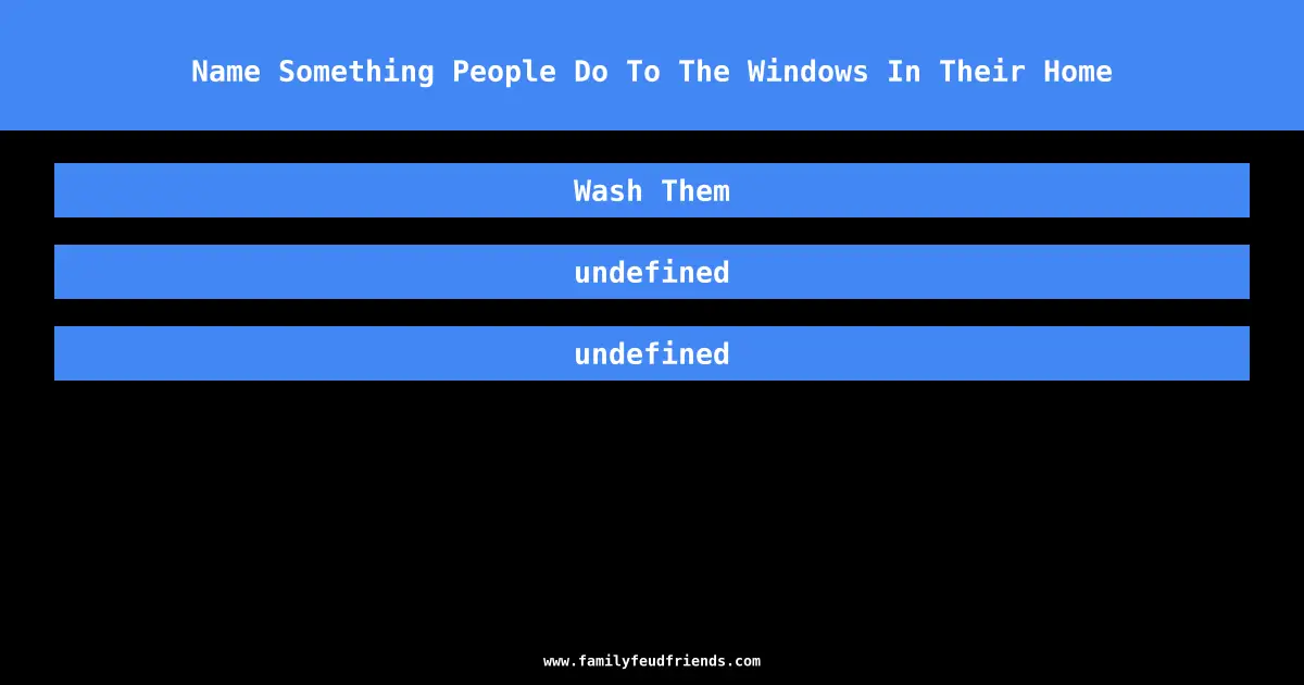 Name Something People Do To The Windows In Their Home answer