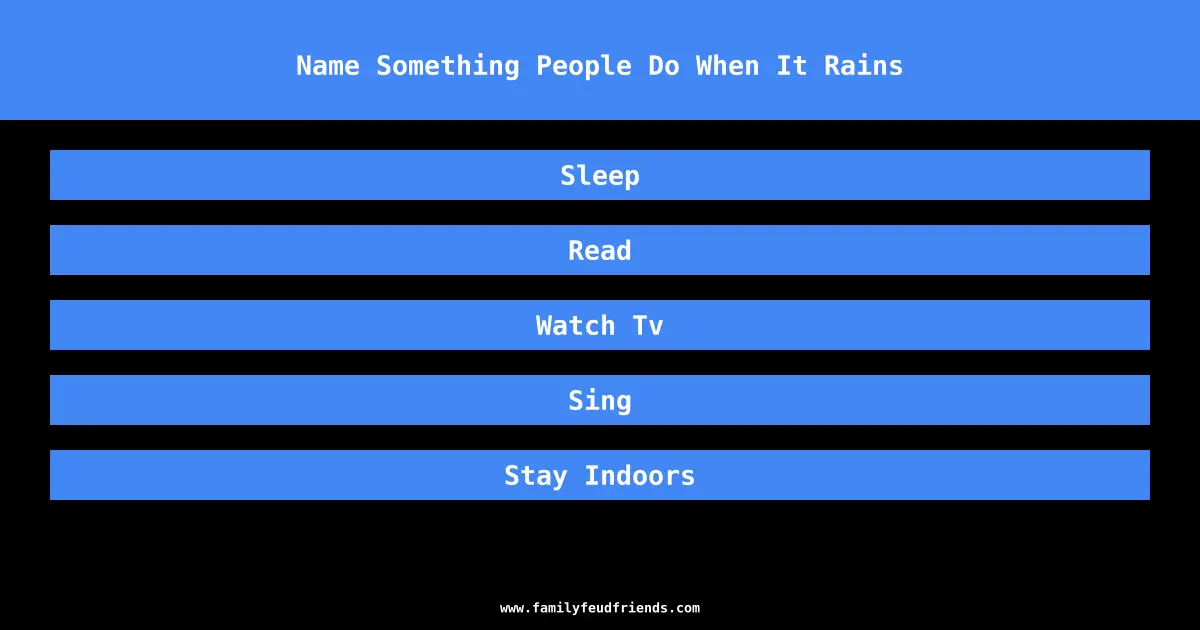 Name Something People Do When It Rains answer