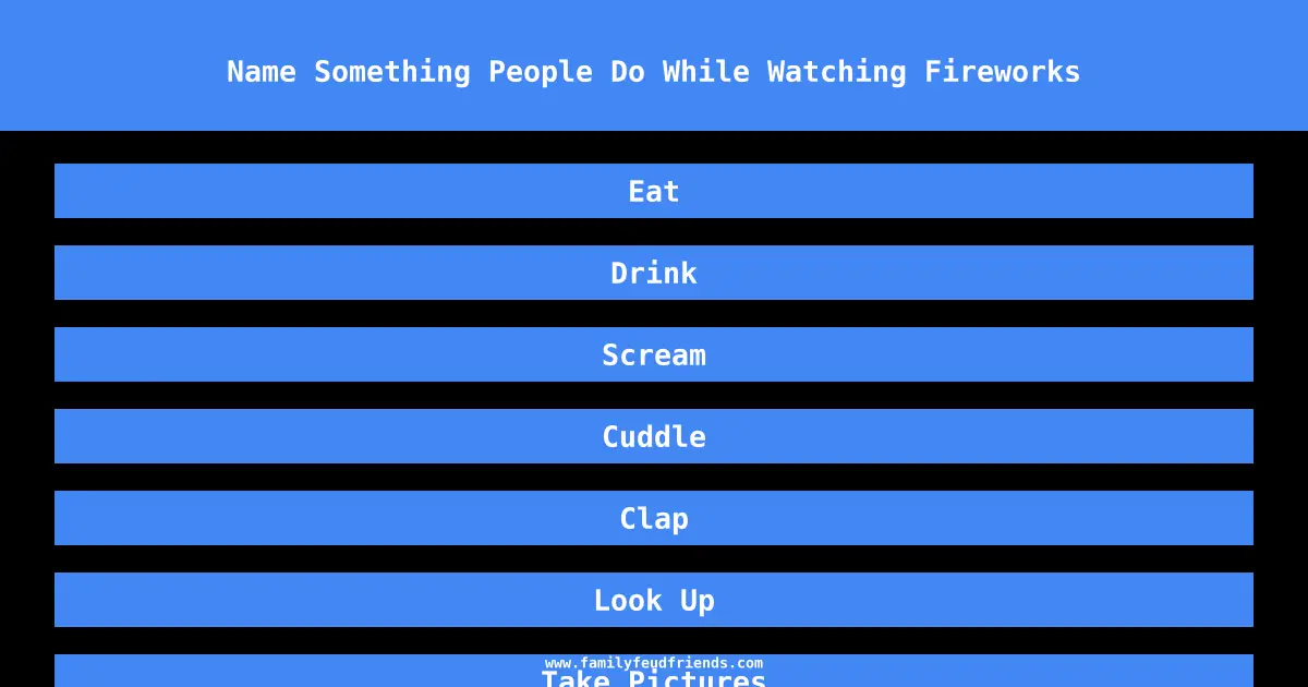 Name Something People Do While Watching Fireworks answer