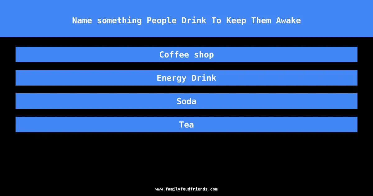 Name something People Drink To Keep Them Awake answer