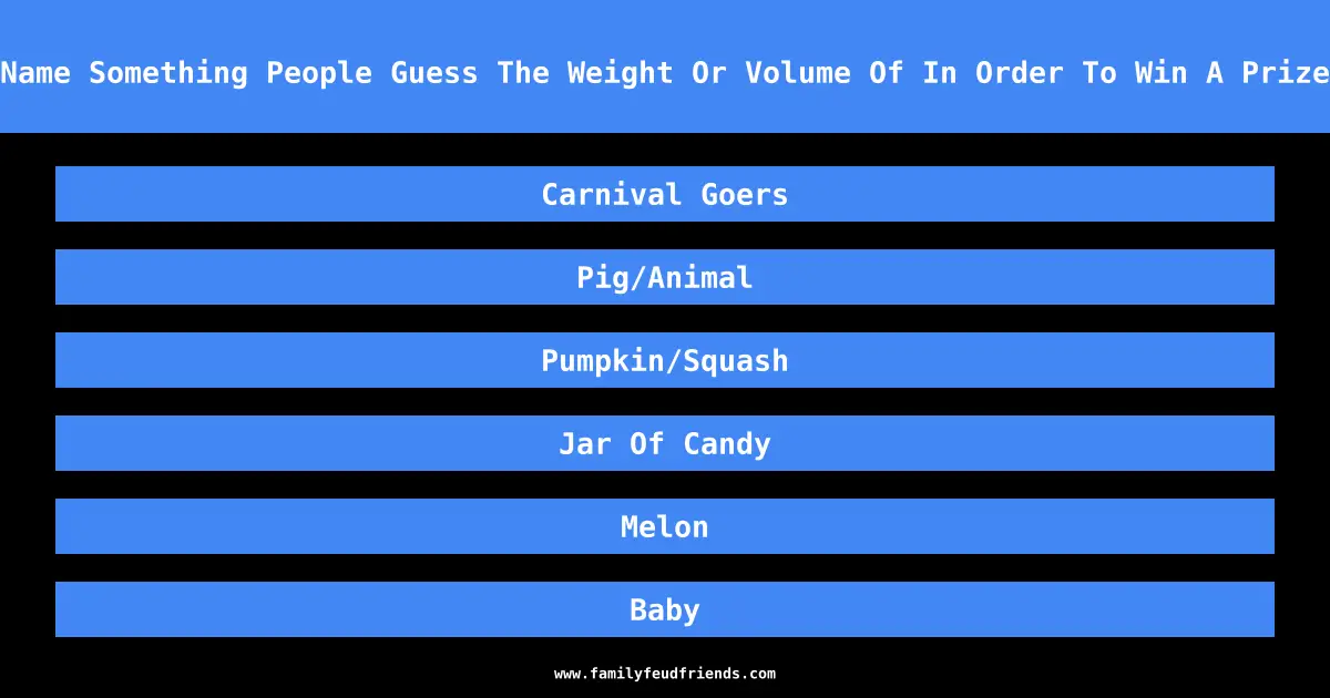 Name Something People Guess The Weight Or Volume Of In Order To Win A Prize answer