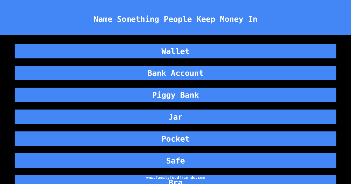 Name Something People Keep Money In answer
