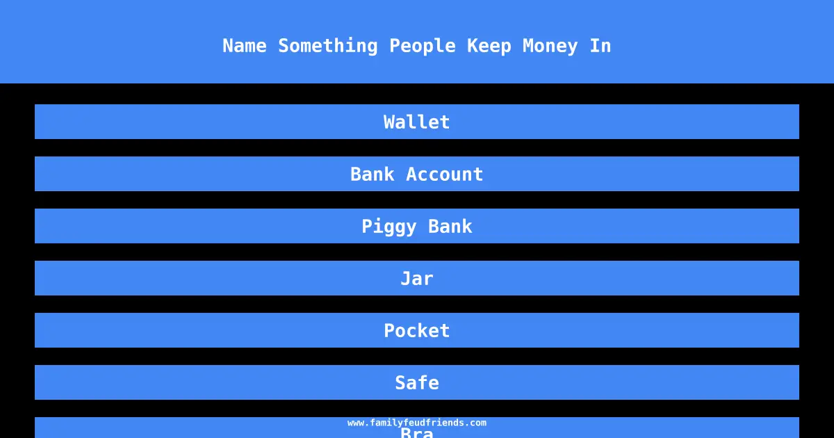 Name Something People Keep Money In answer