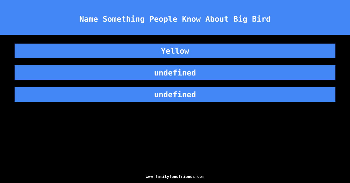 Name Something People Know About Big Bird answer