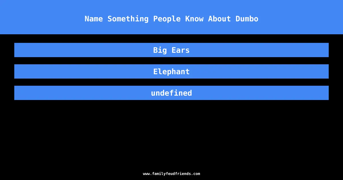 Name Something People Know About Dumbo answer