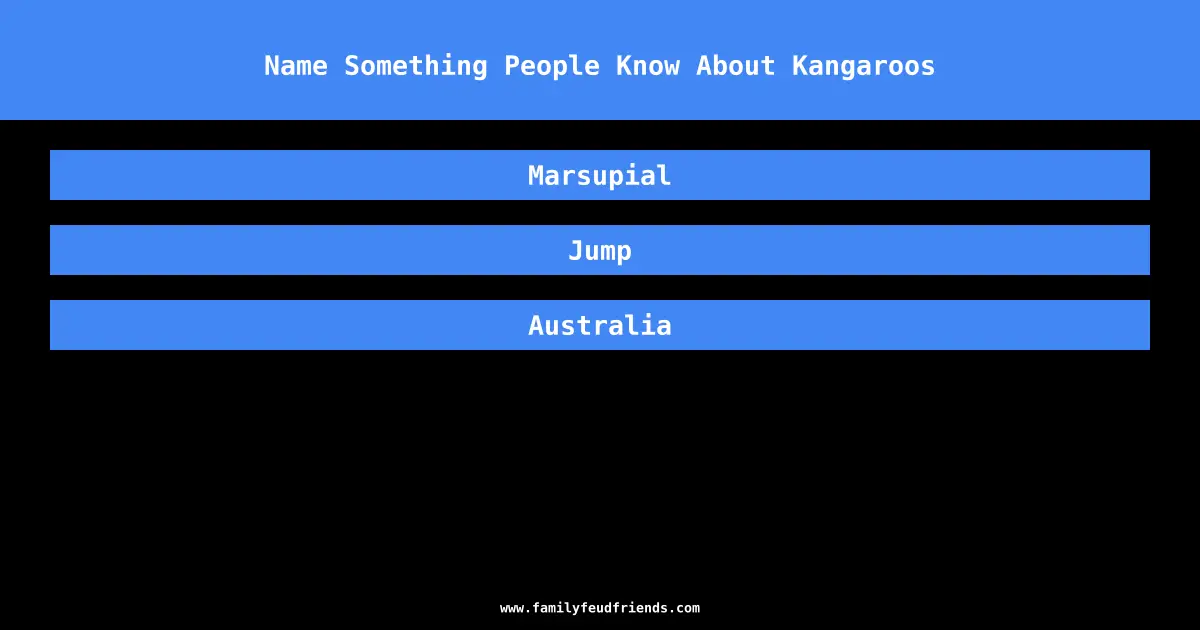 Name Something People Know About Kangaroos answer