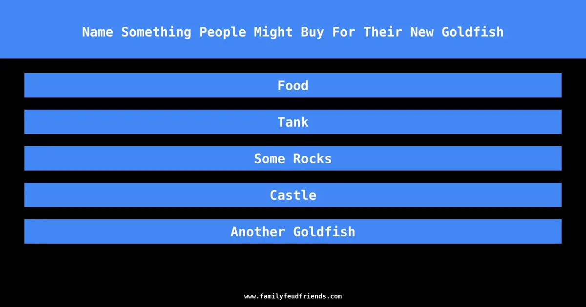 Name Something People Might Buy For Their New Goldfish answer