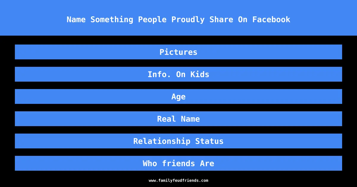 Name Something People Proudly Share On Facebook answer